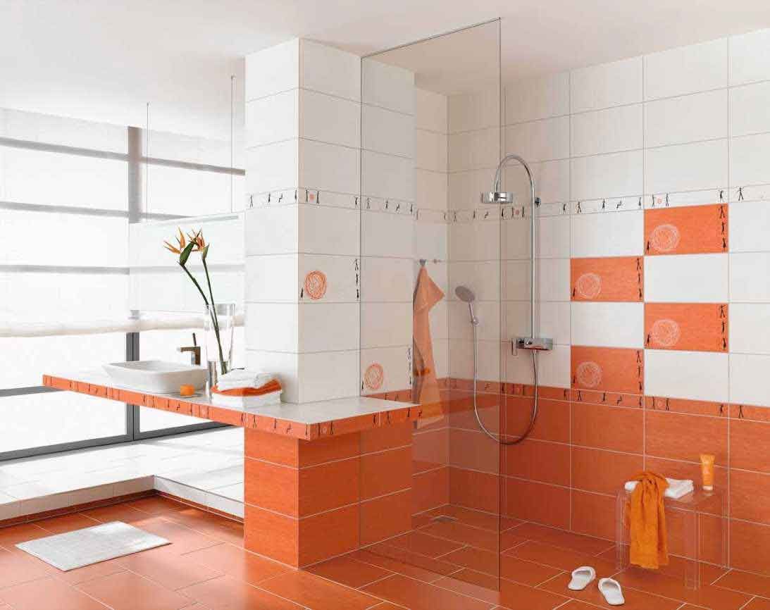 оранжевая ванная комната совмещенная с туалетом