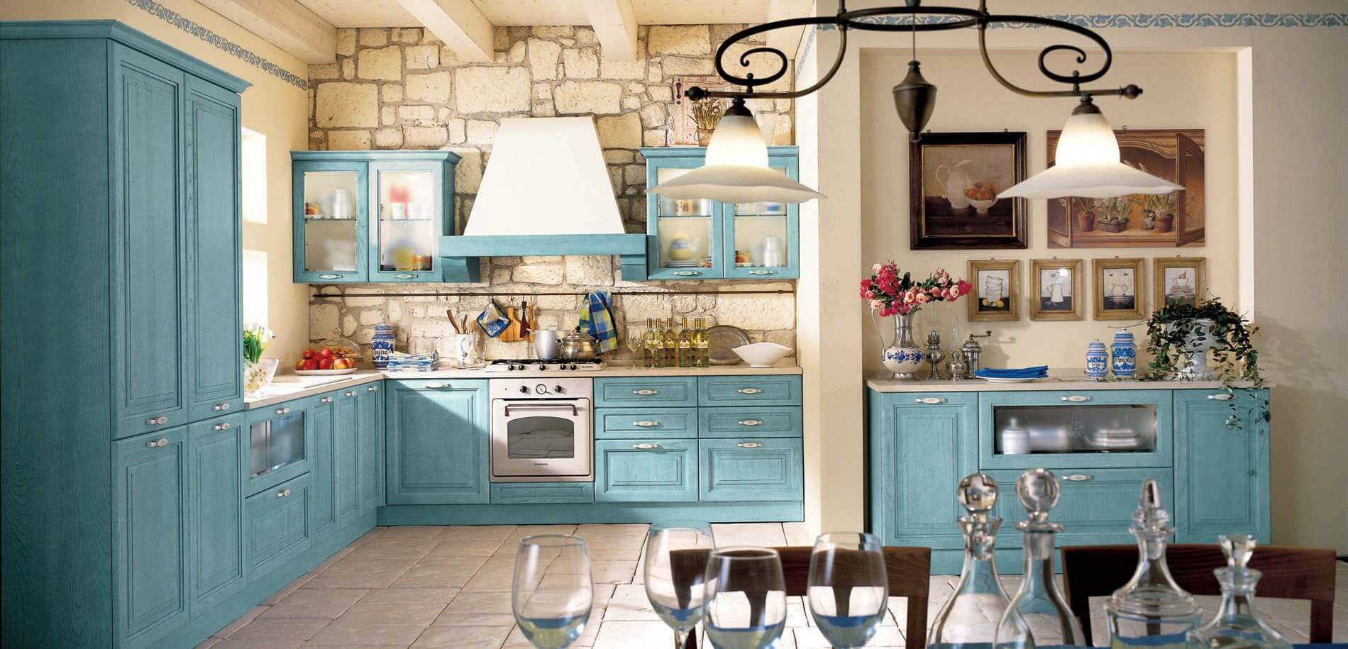 голубая кухня в стиле Прованс
