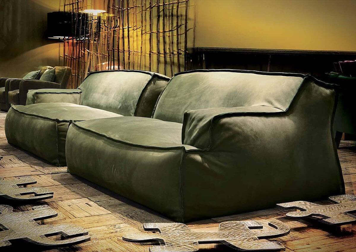 бескаркасный диван в интерьере