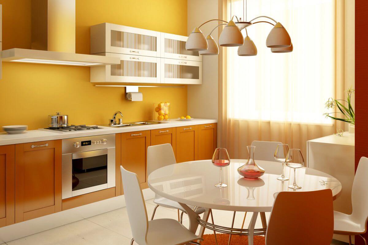 желтые стены на кухне