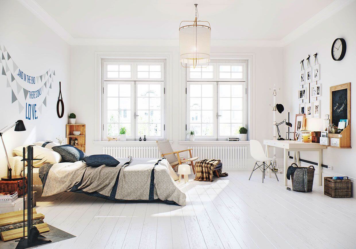 освещение в спальне в скандинавском стиле
