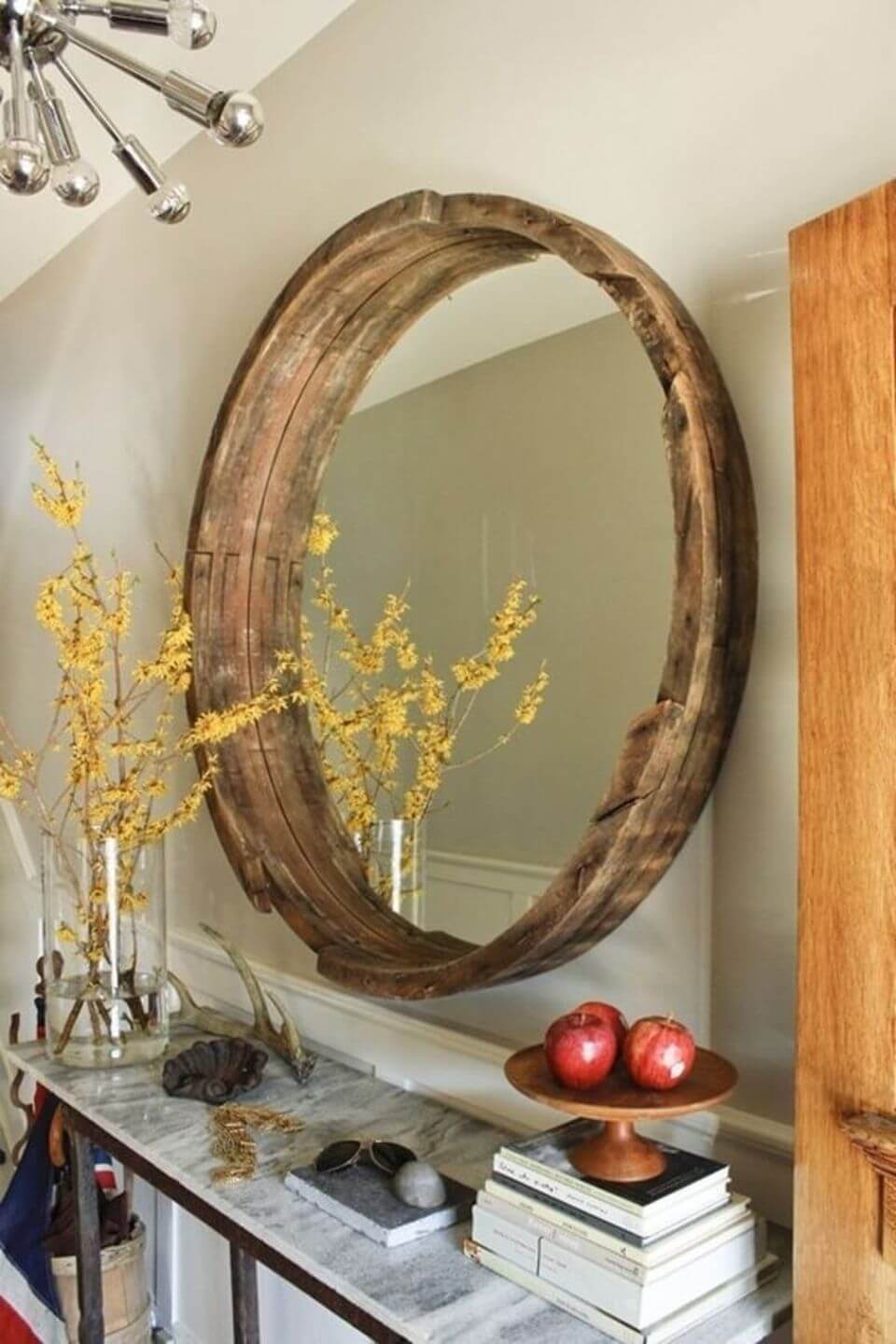 круглая рама для зеркала из дерева своими руками