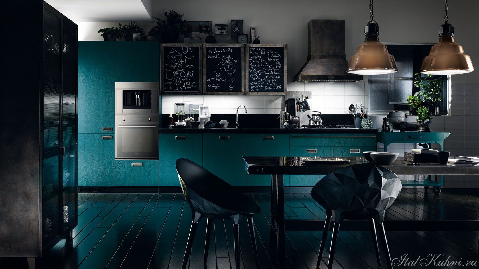 Черная мебель в интерьере современной кухни