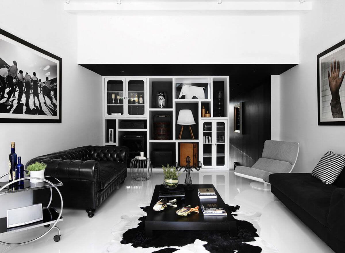 Черная мебель в интерьере гостиной фото