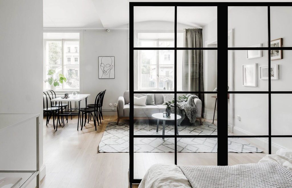 стеклянная перегородка в интерьере