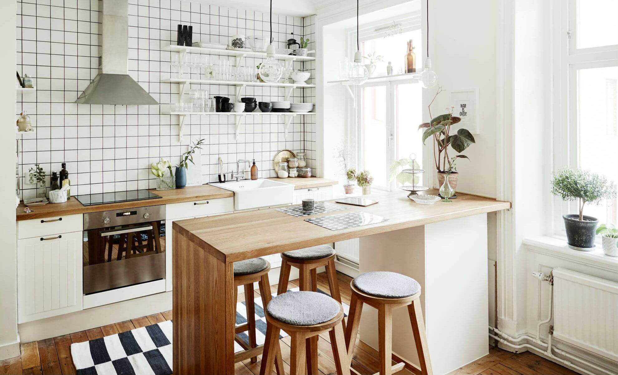 натуральные материалы в интерьере кухни в скандинавском стиле