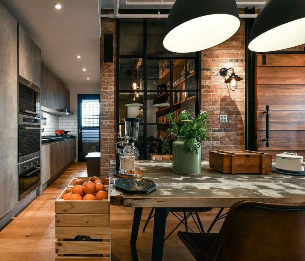 кирпичная стена в интерьере