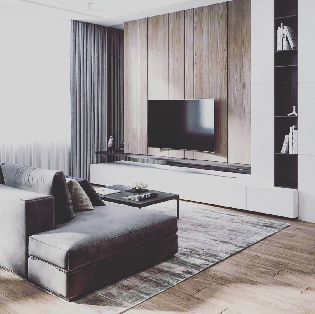 Стена для телевизора дизайн в гостиную в современном стиле