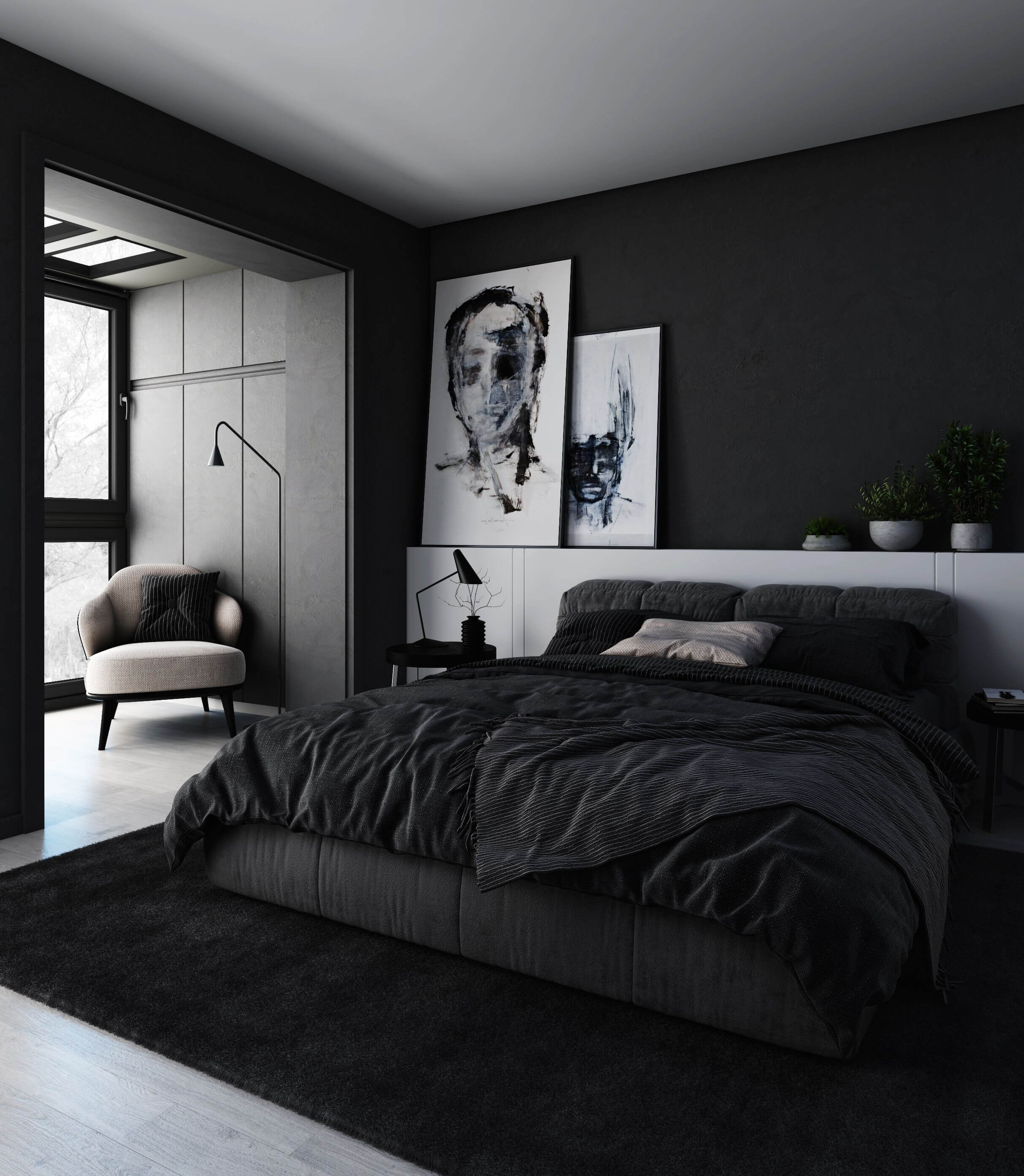дизайн черной спальни