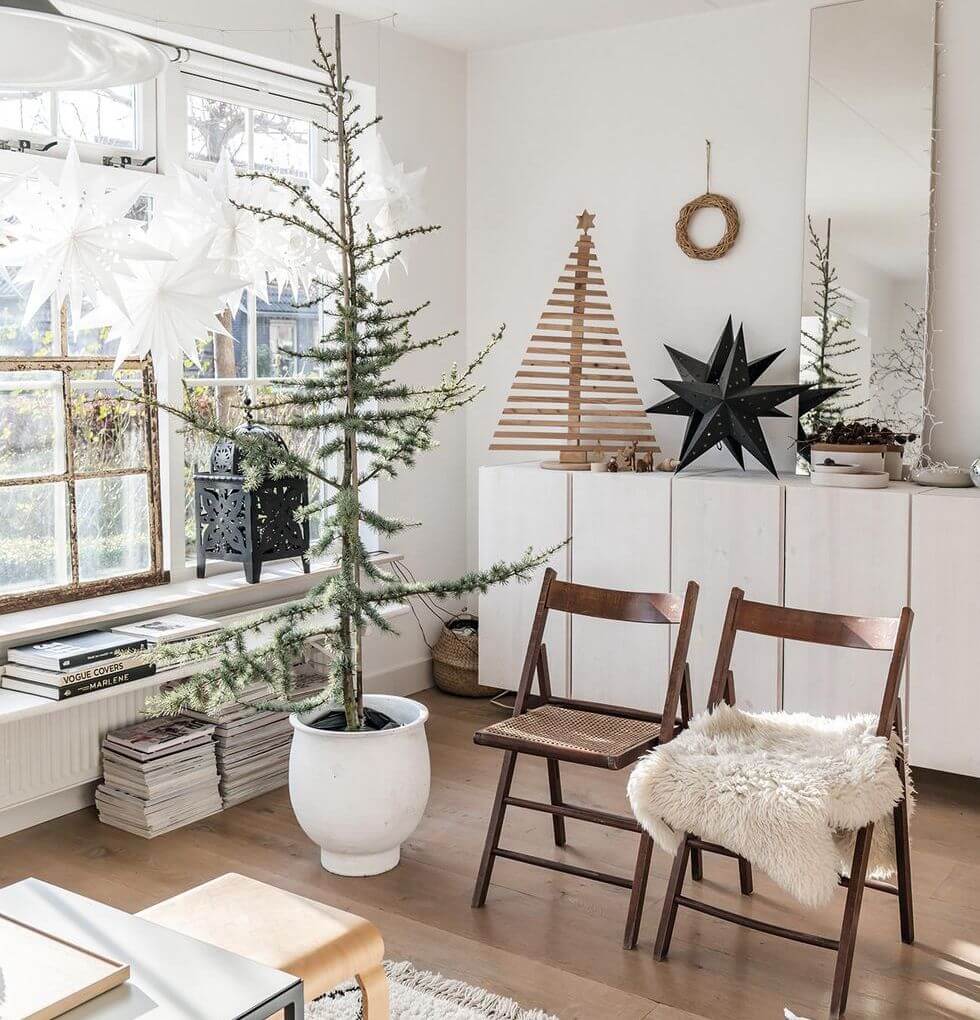 Сдержанный рождественский интерьер в лучших традициях скандинавского стиля