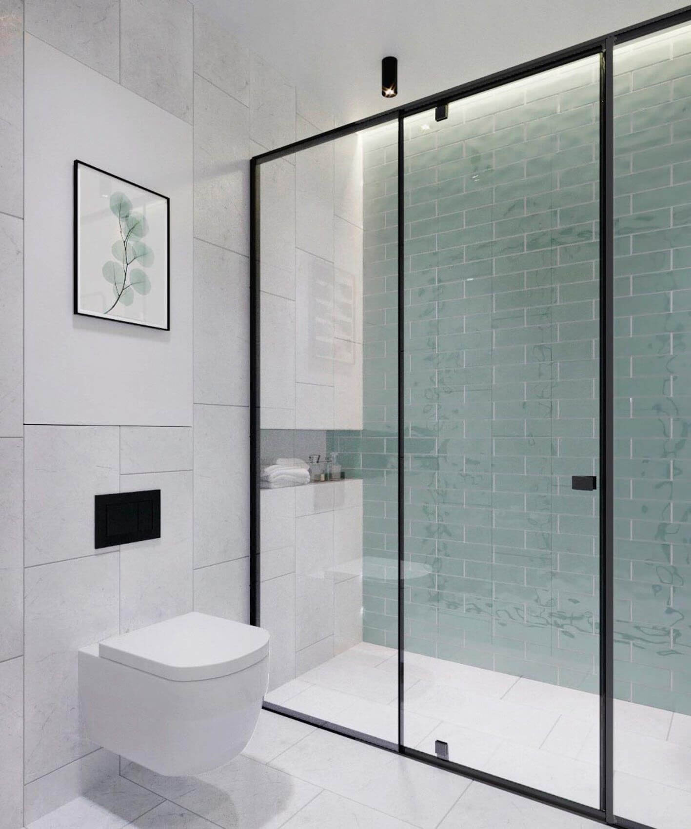 стекло отделяющее сухие зоны от мокрых в ванной комнате