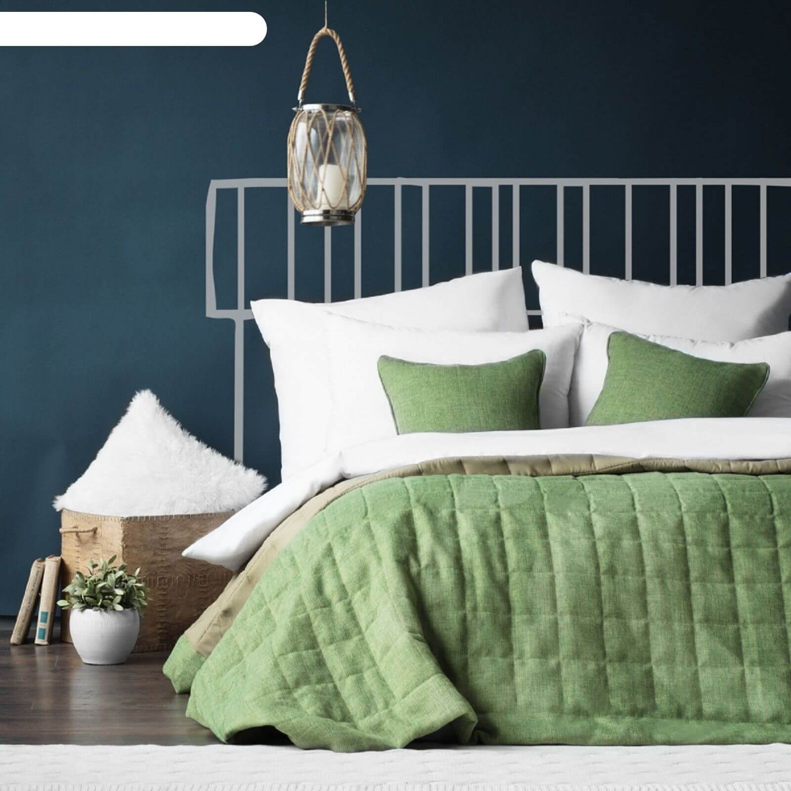 зеленое постельное в спальне