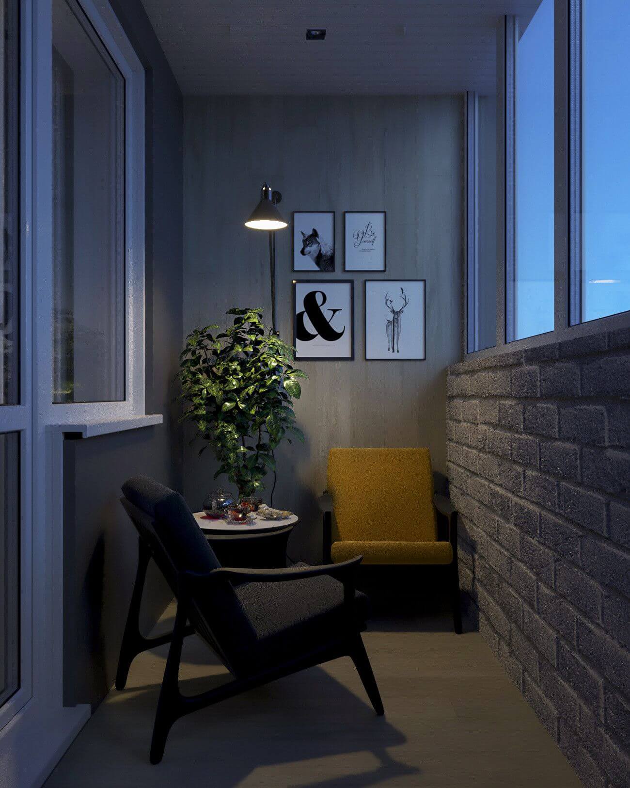 Зона для отдыха на балконе