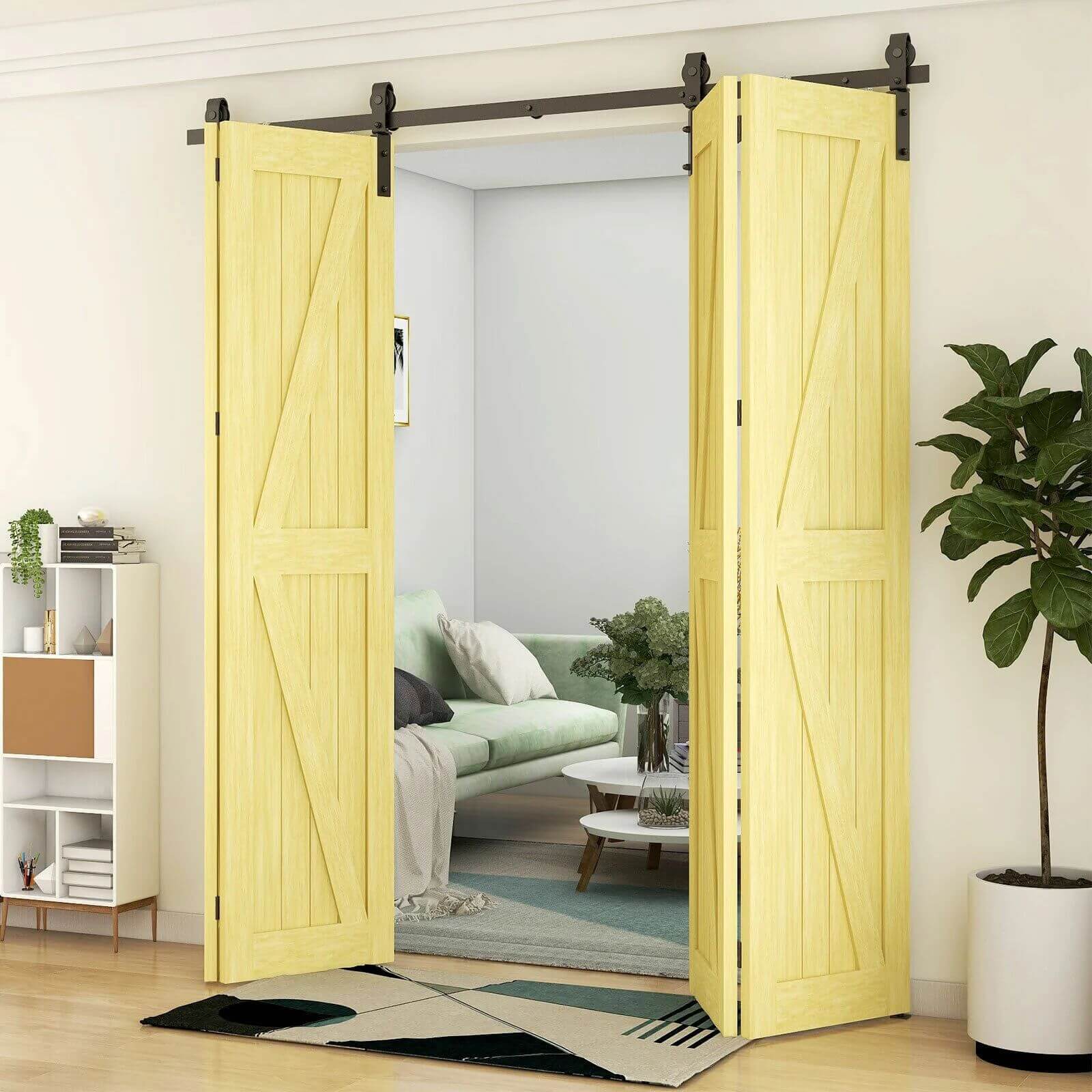 Желтые амбарные двери