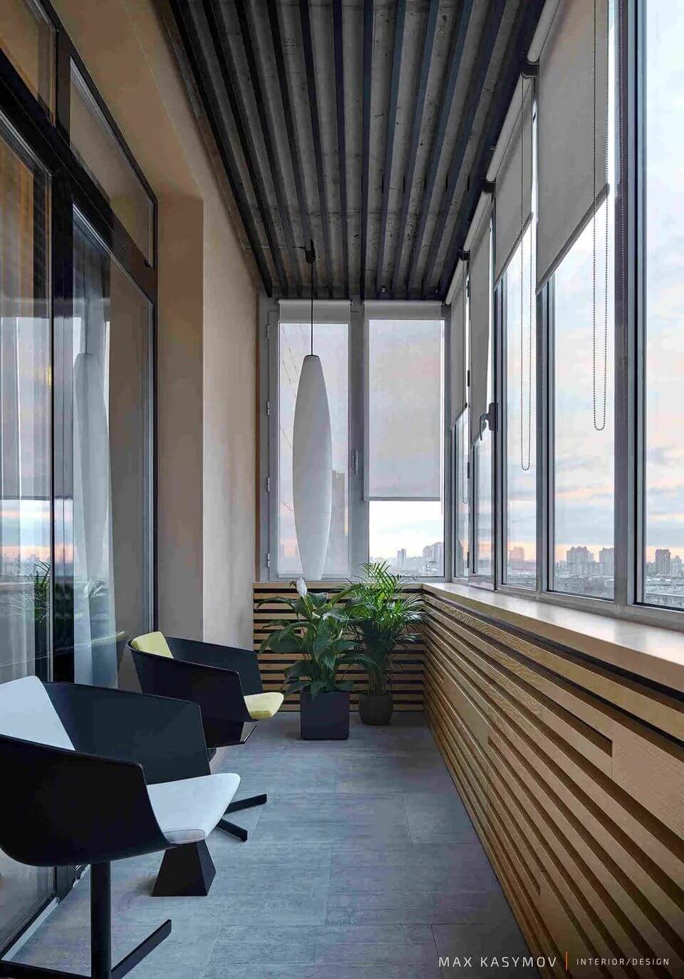 Реечный потолок на балконе