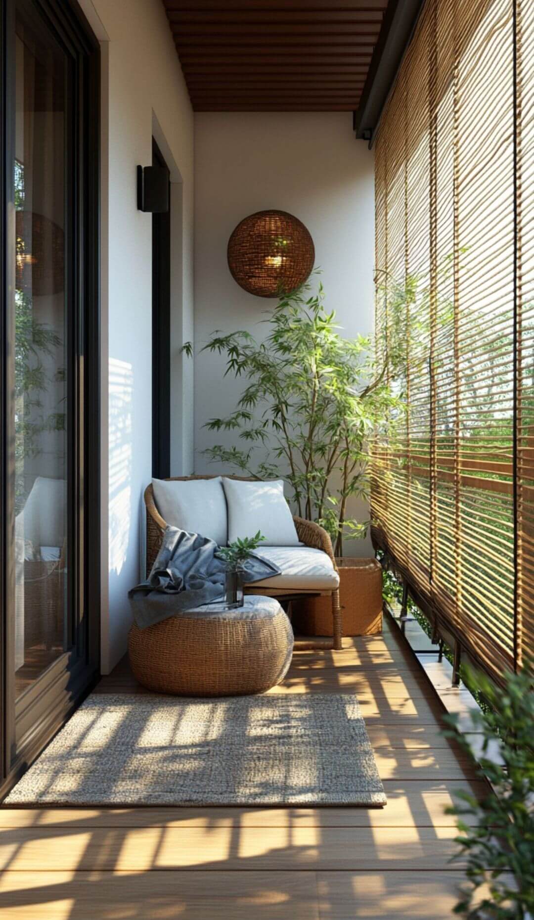 Дерево в интерьере балкона