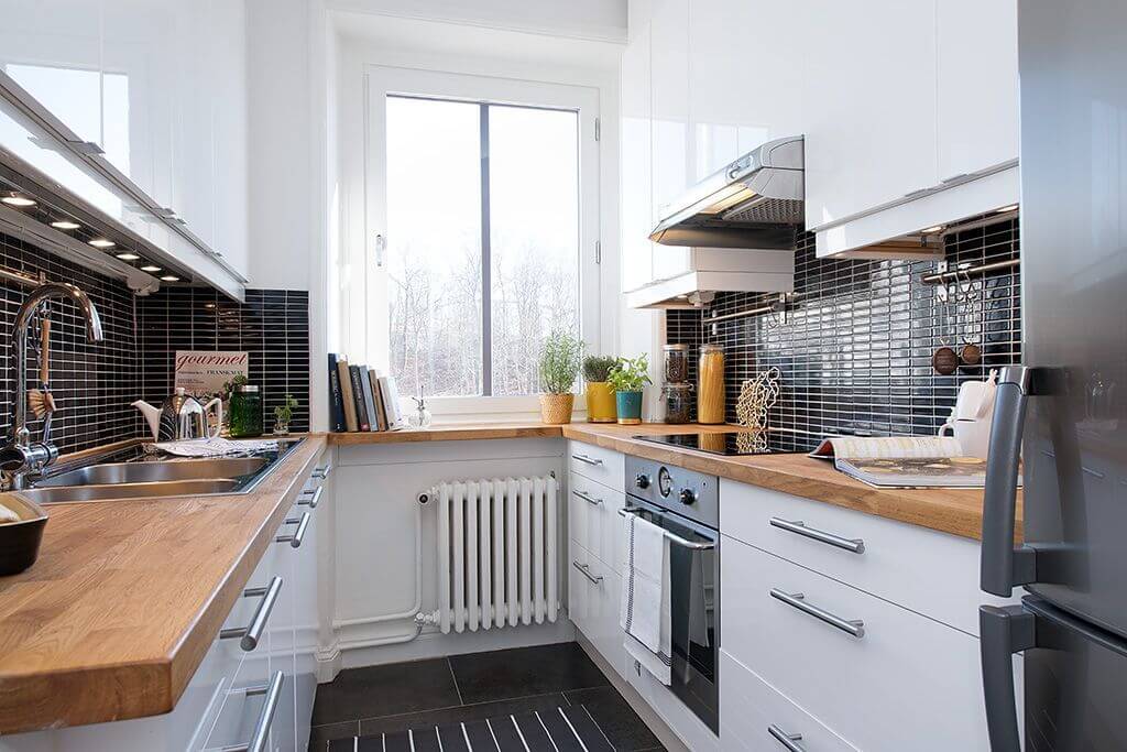 Параллельная кухня в скандинавском стиле